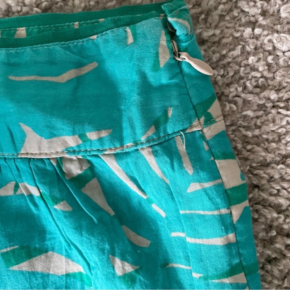 *DONATED* LOFT | A-Line Tropical Palm Print Skirt | Teal Green - Picture 6 of 7